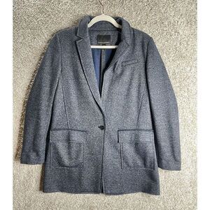 Banana Republic Blazer 6 Women's Blue & White Denim Look Wool Blend Bf Style